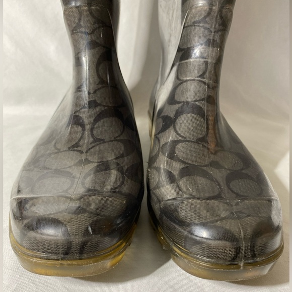 Coach WOMEN’S PIXIE SIGNATURE RUBBER RAIN BOOTS Size 9 GC - Picture 4 of 9